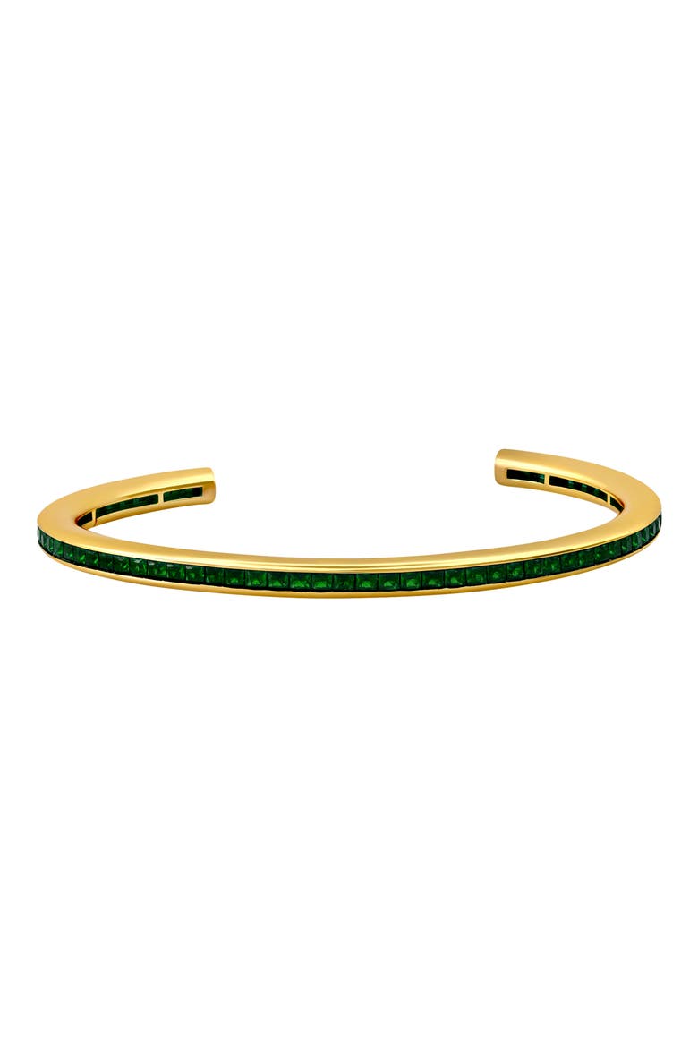 Cubic Zirconia Cuff Bracelet, Main, color, EMERALD