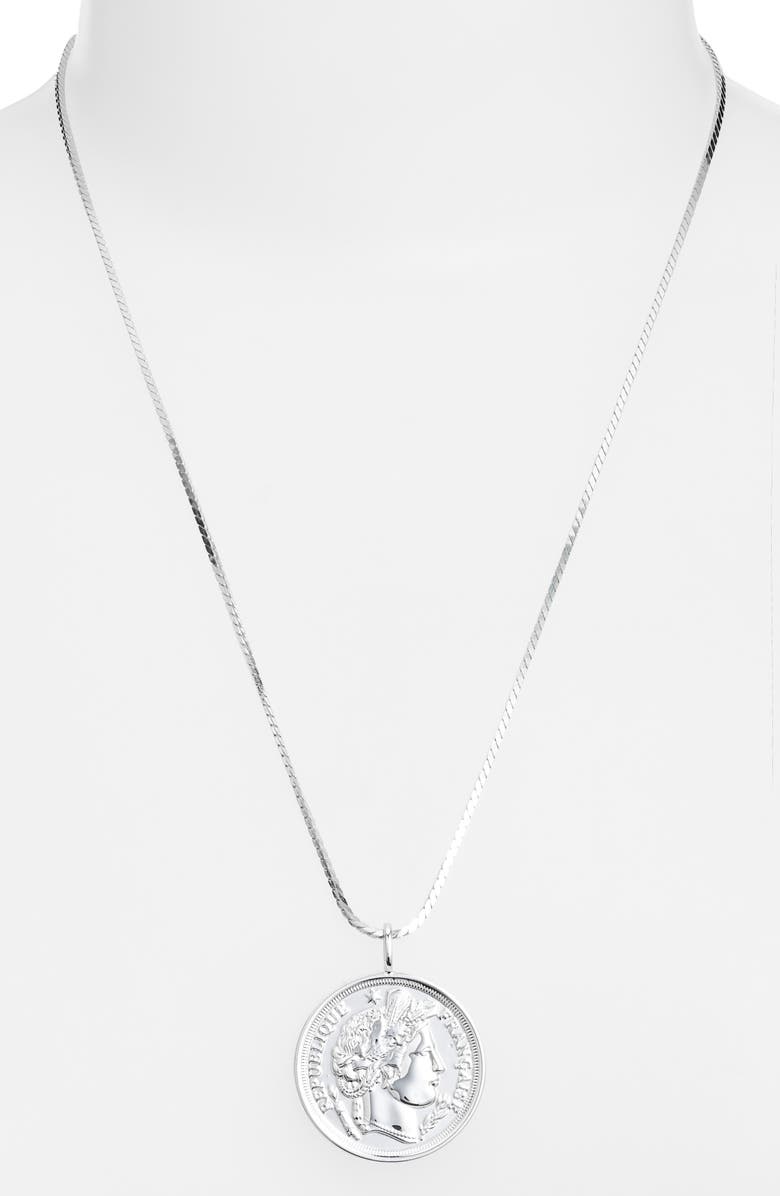 MIRANDA FRYE Paris Coin Pendant Necklace, Alternate, color, Silver