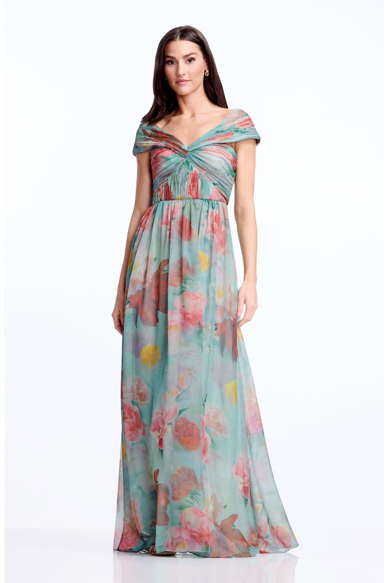 Xyla Floral Off the Shoulder Gown, Alternate, color, MINT MULTI