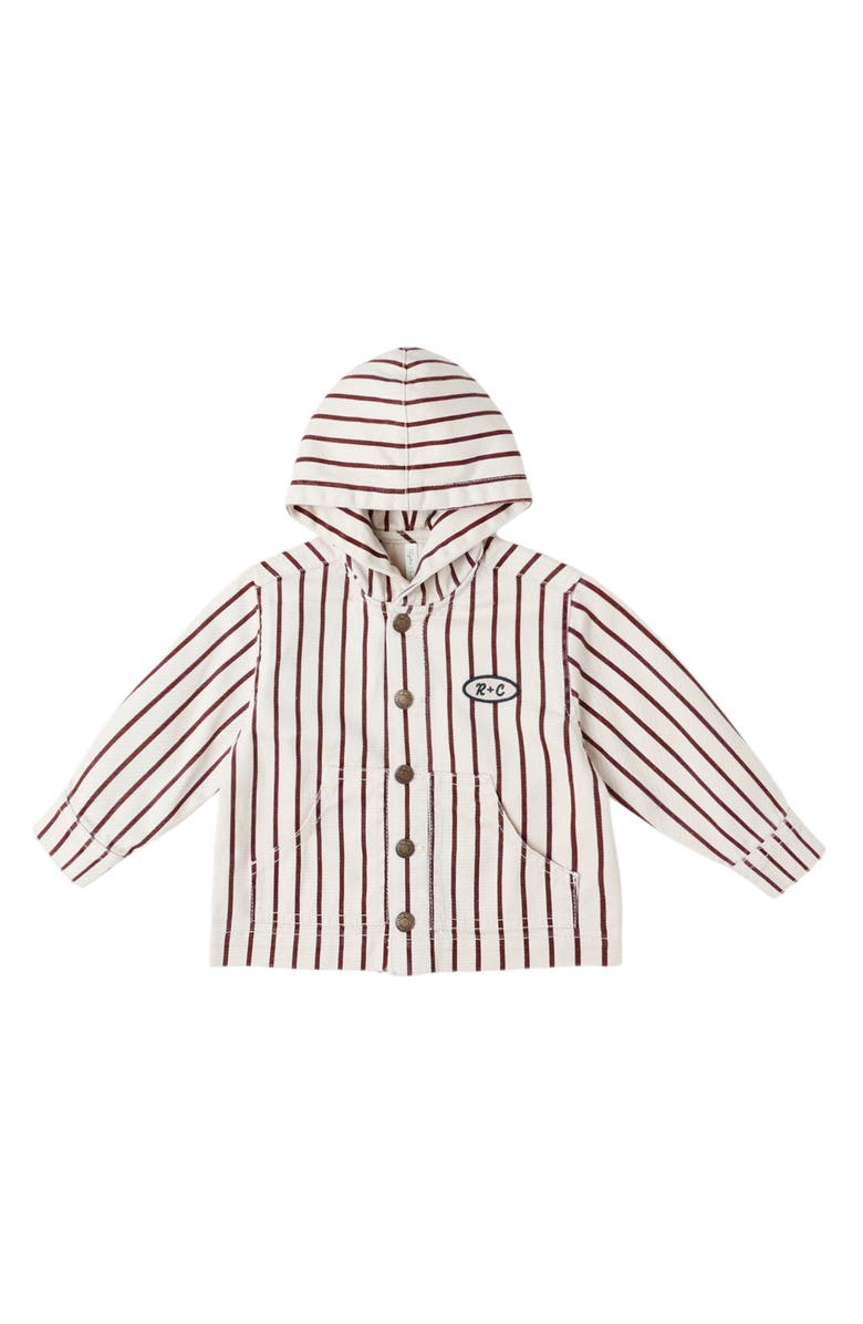 Rylee + Cru Sammy Stripe Hooded Workwear Jacket, Main, color, Natural