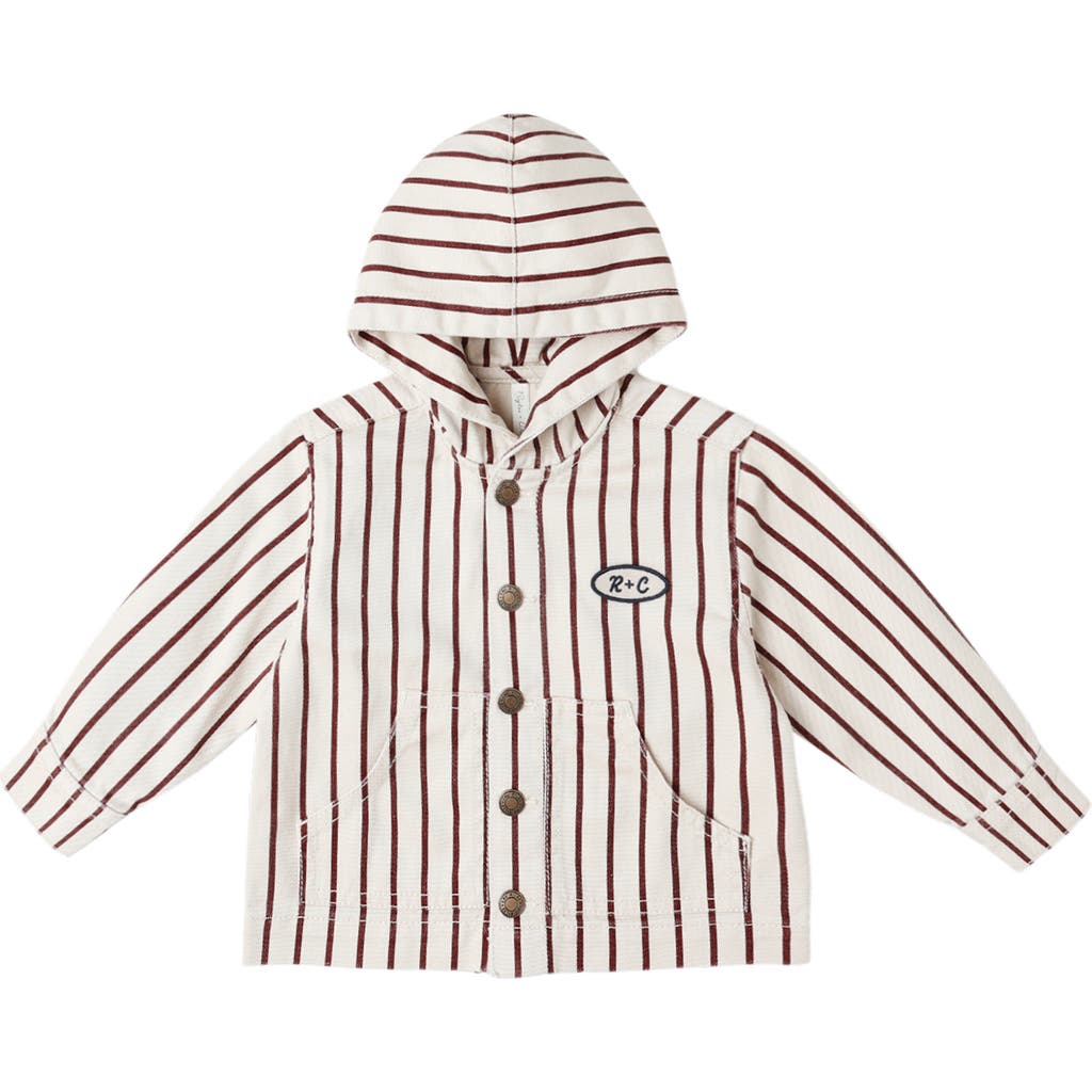 Rylee + Cru Sammy Stripe Hooded Workwear Jacket In White