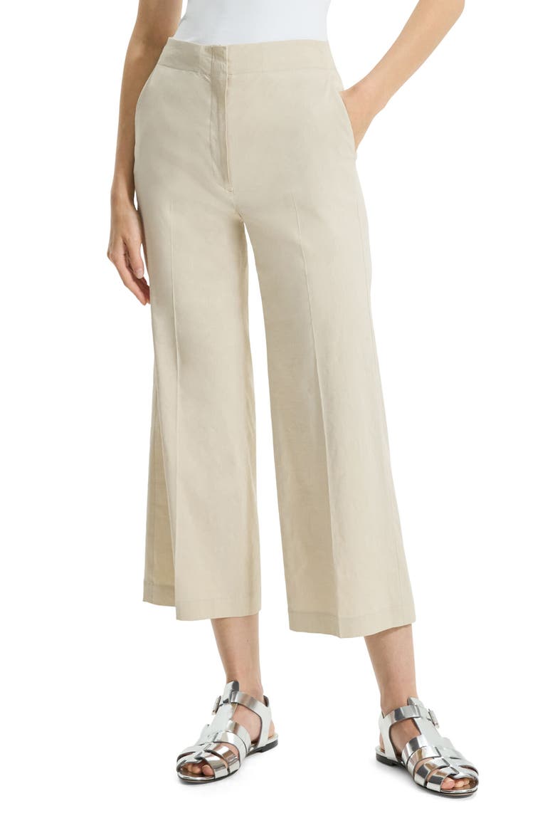 Clean Terena Crop Wide Leg Linen Blend Pants, Main, color, STRAW