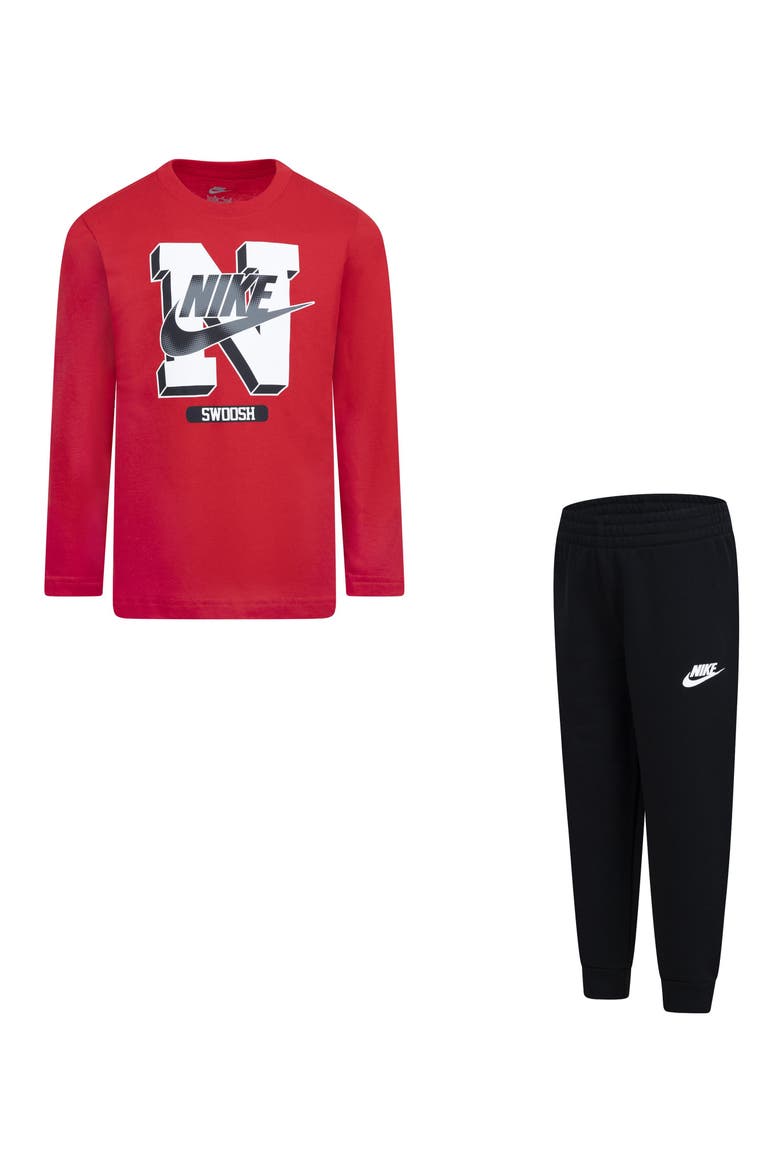 Kids' Sportswear Retro Fader T-Shirt & Joggers Set, Main, color, BLACK