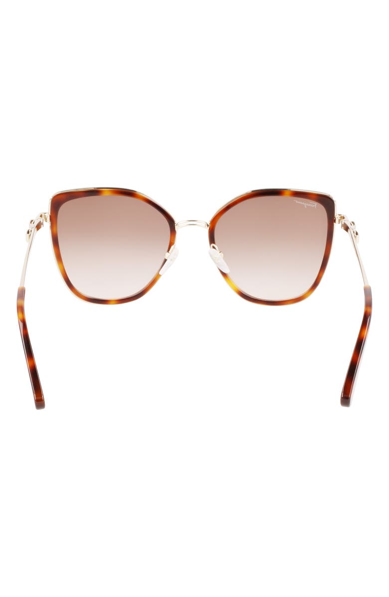 FERRAGAMO 54mm Gradient Cat Eye Sunglasses, Alternate, color, Gold Tortoise