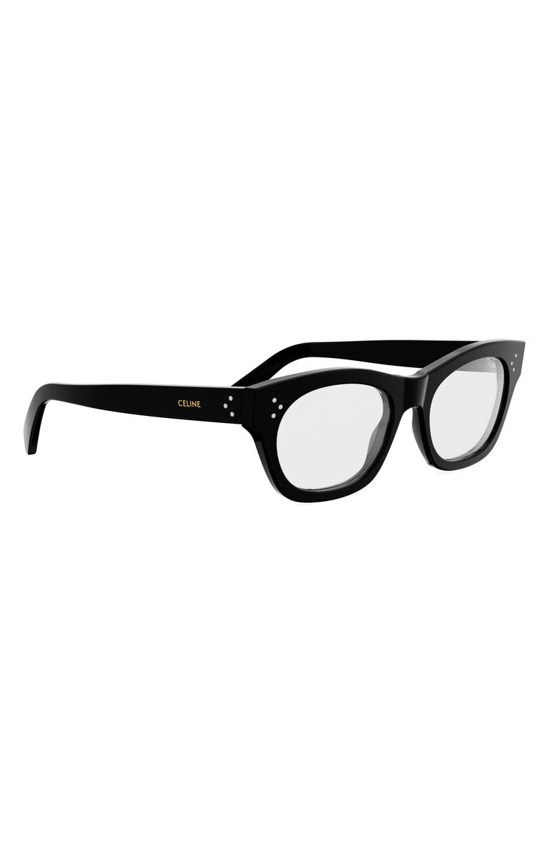 CELINE 3 Dots 53mm Cat Eye Optical Glasses, Alternate, color, Shiny Black