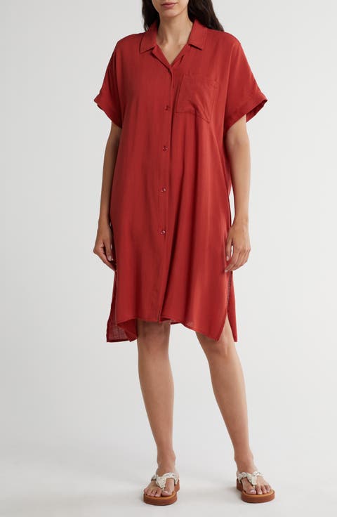 Everyday Button-Down Beach Cover-Up Tunic
