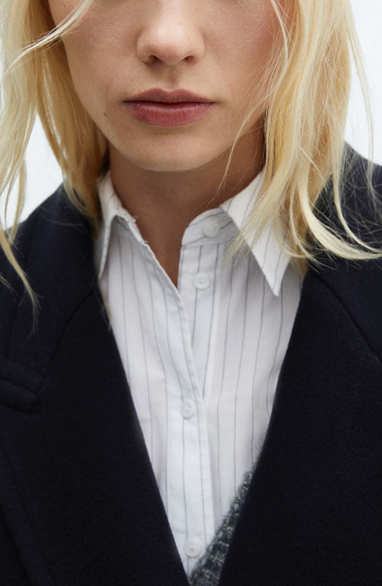 MANGO Double Breasted Virgin Wool Blend Coat, Alternate, color,