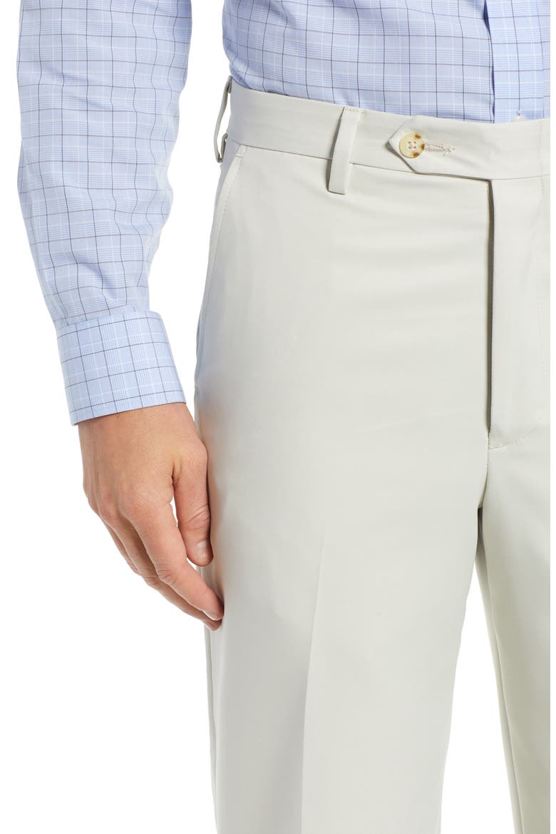 Classic Fit Flat Front Microfiber Performance Trousers, Alternate, color, STONE