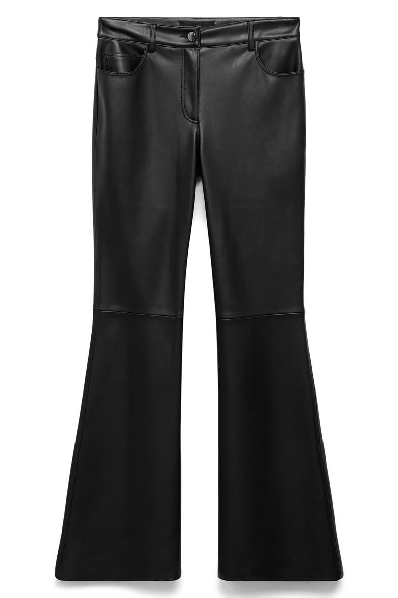 Connie Flared Faux Leather Pants, Alternate, color, BLACK
