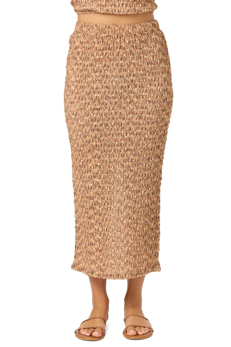 Bailey Smocked Midi Skirt, Main, color, WARM SAND
