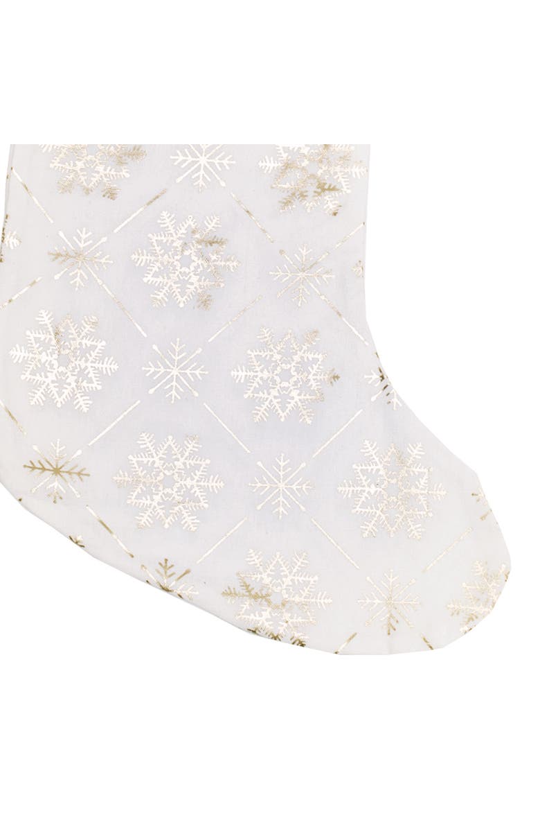 C&F Home 20" White & Gold Foil Snowflakes Hanging Large Christmas XMAS Stocking, Alternate, color, Gold