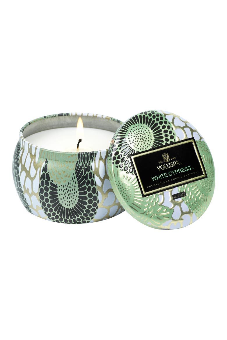 White Cypress Mini Tin Candle, Alternate, color, WHITE CYPRESS