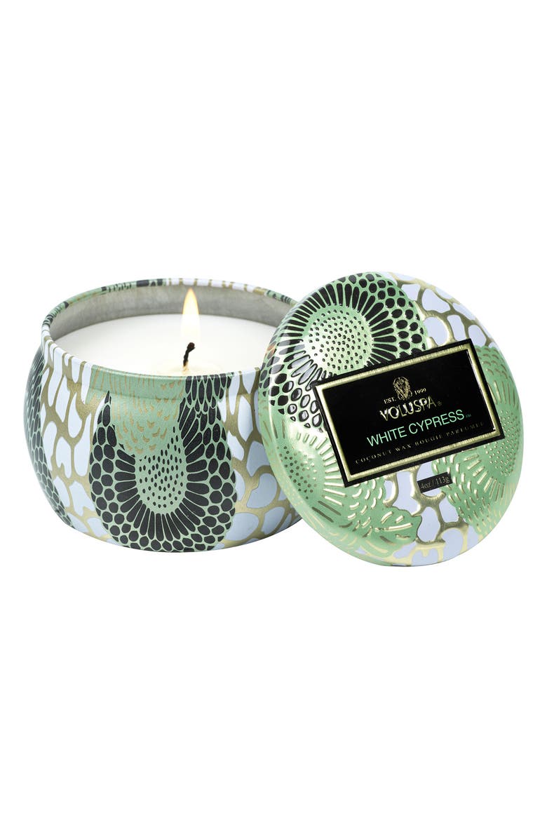 Voluspa White Cypress Mini Tin Candle, Alternate, color, White Cypress