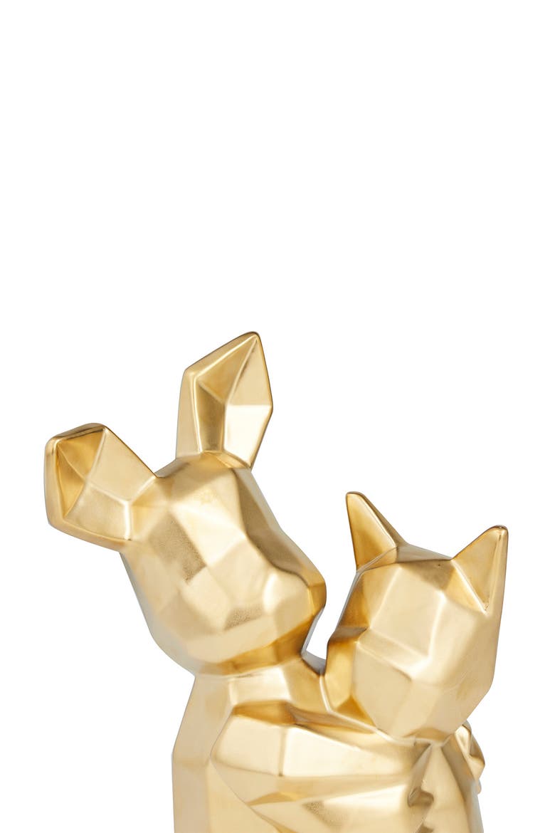 Goldtone Porcelain Cubist Dog Sculpture, Alternate, color, GOLD