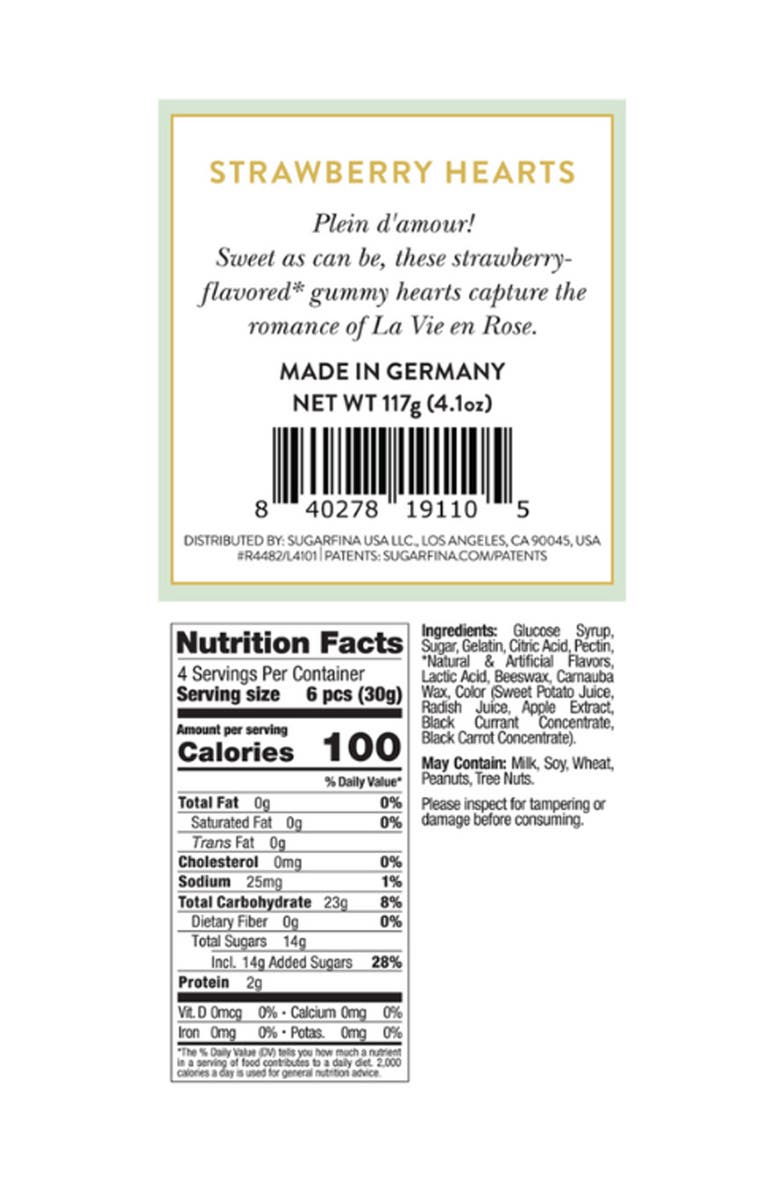 sugarfina La Vie en Rose Set of 4 Strawberry Heart Gummy Candy Cubes, Alternate, color,