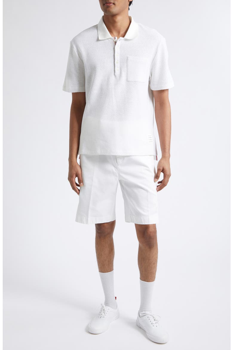 Relaxed Fit Cotton & Linen Polo, Alternate, color, WHITE