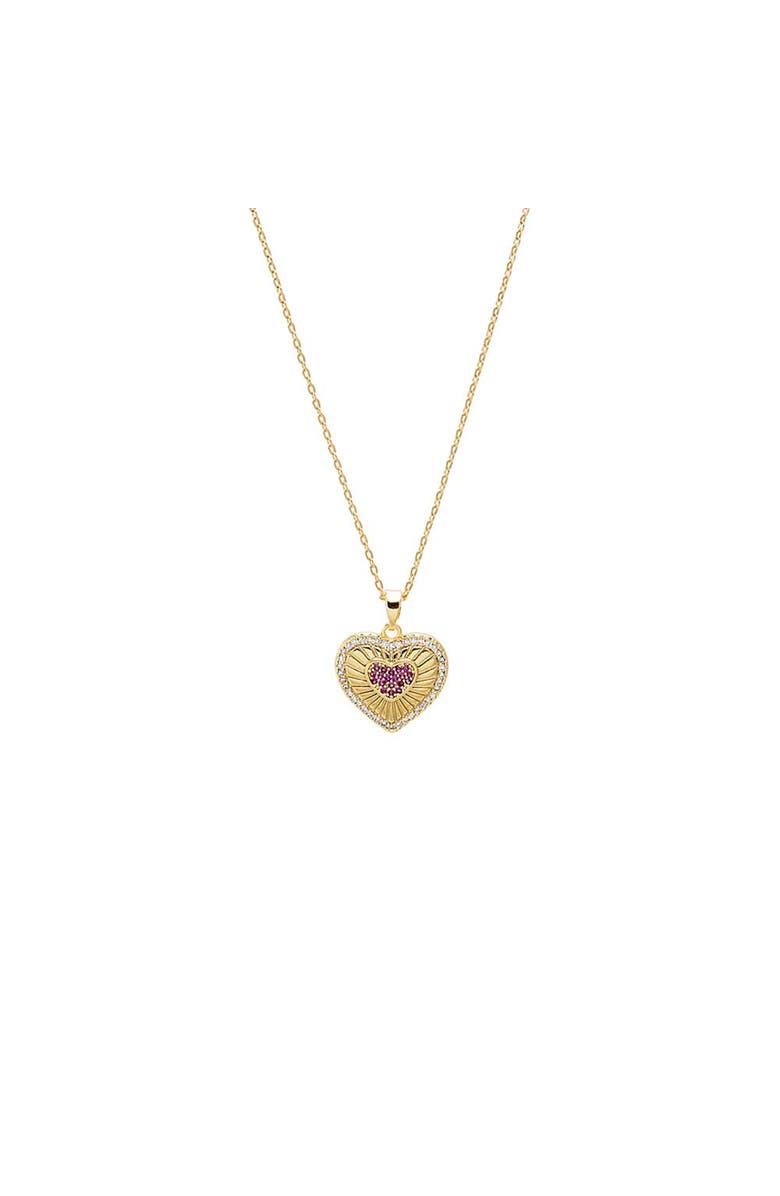 BY ADINA EDEN Pink Center CZ Heart Necklace, Main, color, Pink