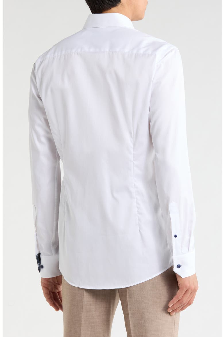 Floral Effect Slim Fit Signature Twill Dress Shirt, Alternate, color, WHITE