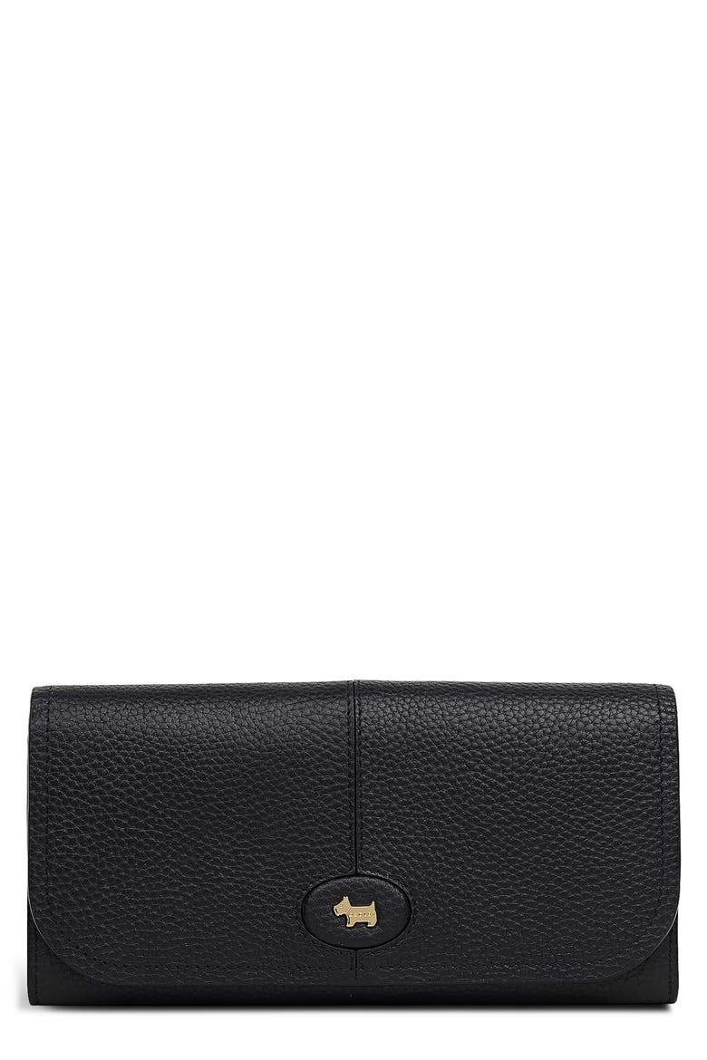 Large Flap Leather Wallet, Main, color, BLACK