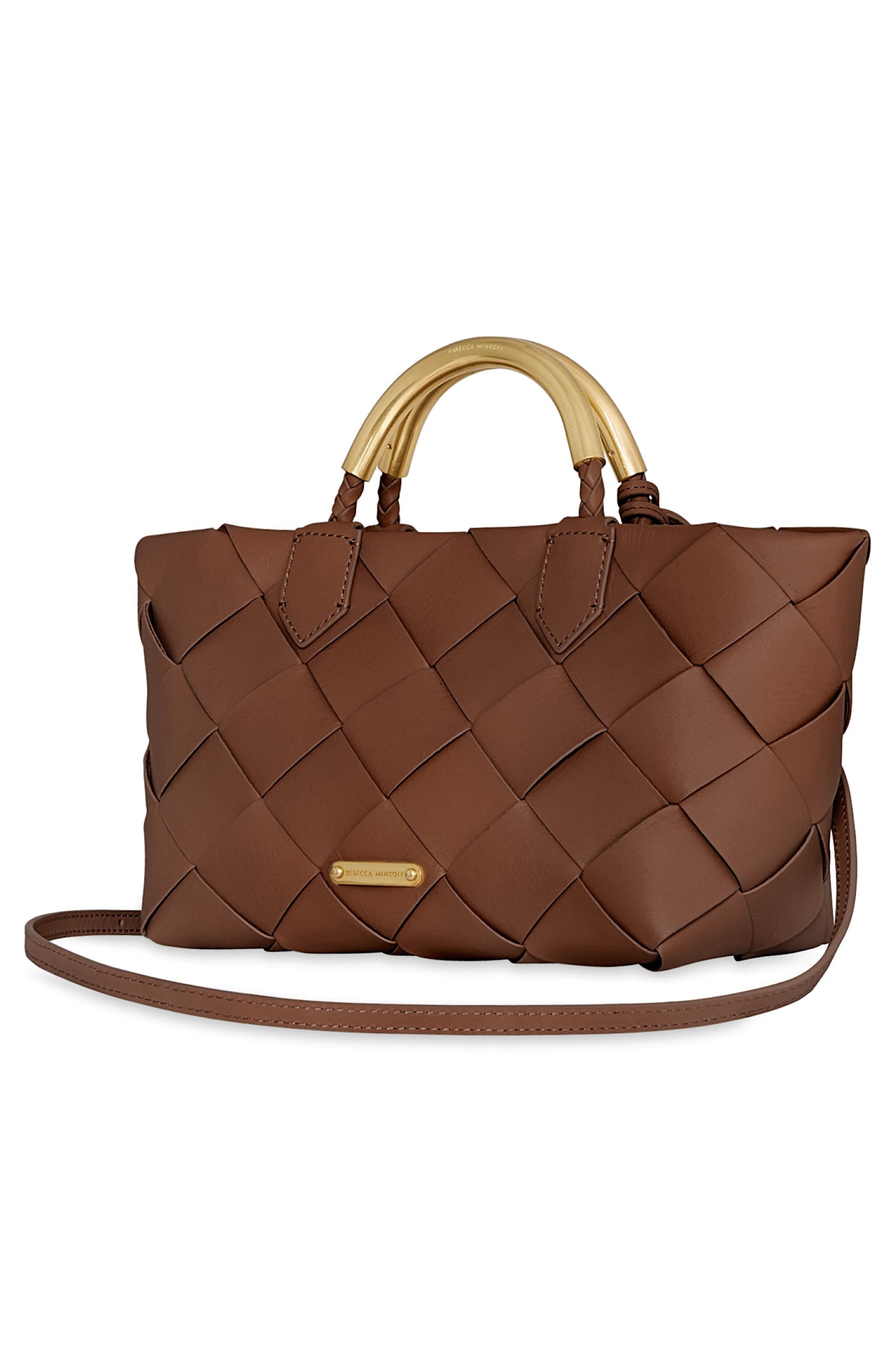 Mini Frankie Woven Leather Tote, Alternate, color, TAWNY