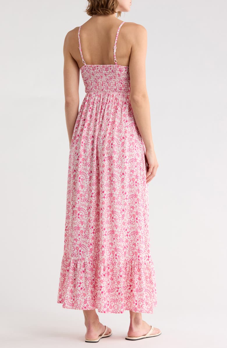 Madden Girl Lace Bodice Empire Waist Tiered Maxi Dress, Alternate, color, Egret Pink