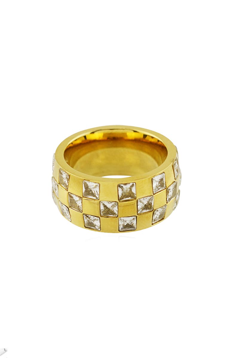 REBL Gender Inclusive Crystal Band Ring, Alternate, color, Gold