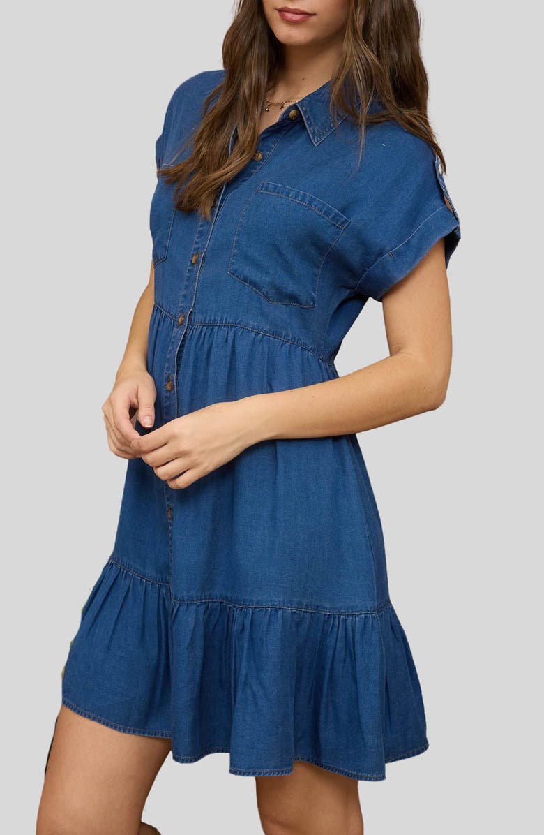 Blu Pepper Short Sleeve Tiered Shirtdress, Alternate, color,