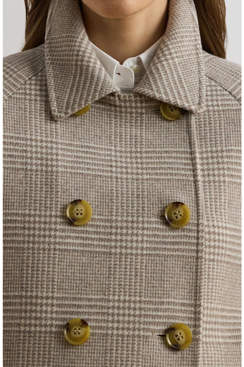 Double Breasted Wool Blend Crop Coat, Alternate, color, CAMEL/ CREAM