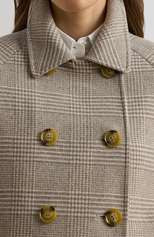 Ralph Lauren Lauren  Double Breasted Wool Blend Crop Coat In Gray