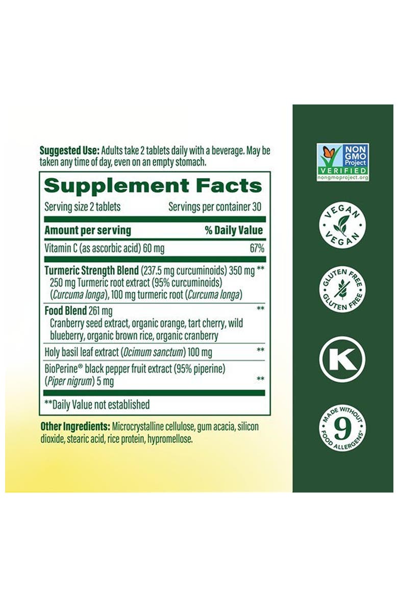 Whole Body Turmeric Curcumin Supplement with Black Pepper, Vegan, Non-GMO, 60 Mini Tablets, Alternate, color, None