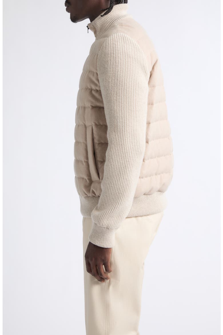Quilted Down & Feather Fill Bomber Jacket, Alternate, color, 1985 CHAMPAGNE