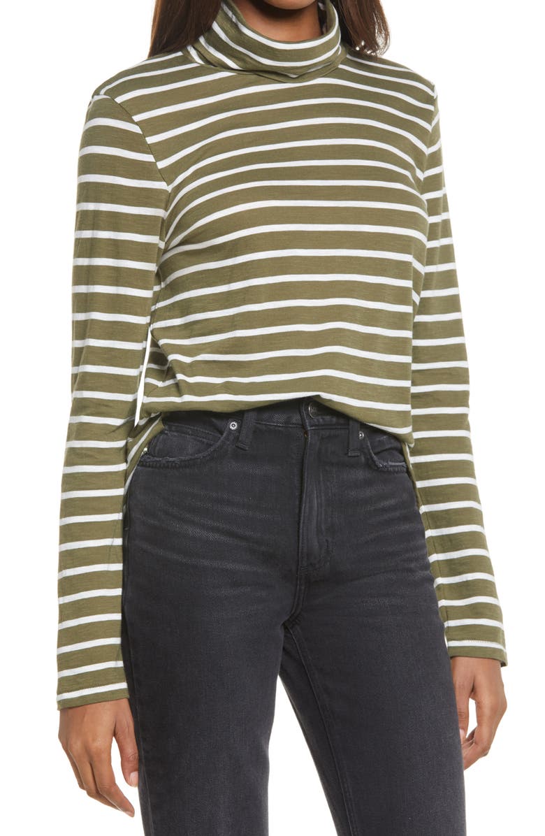 Madewell Esme Stripe Whisper Cotton Turtleneck, Main, color,