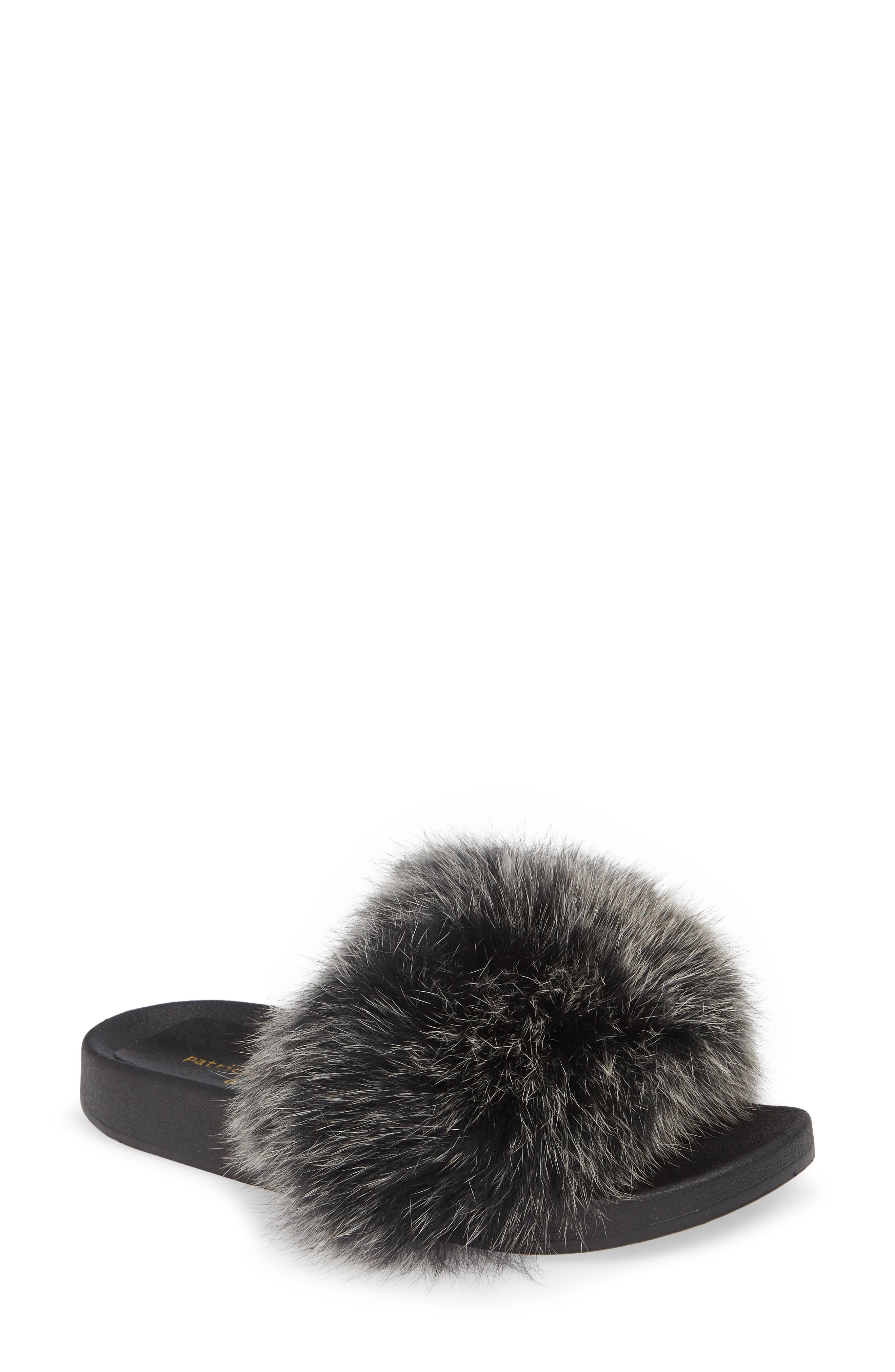 patricia green Foxy Genuine Fox Fur Slipper, Main, color, 