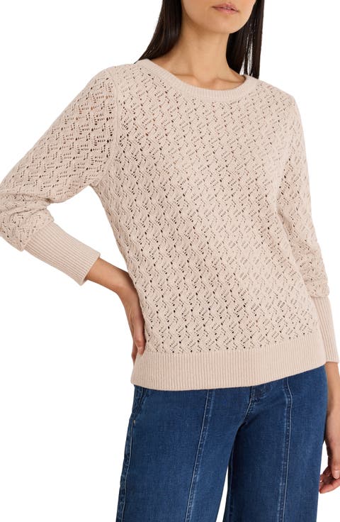 Sterling Shimmer Pointelle Stitch Sweater