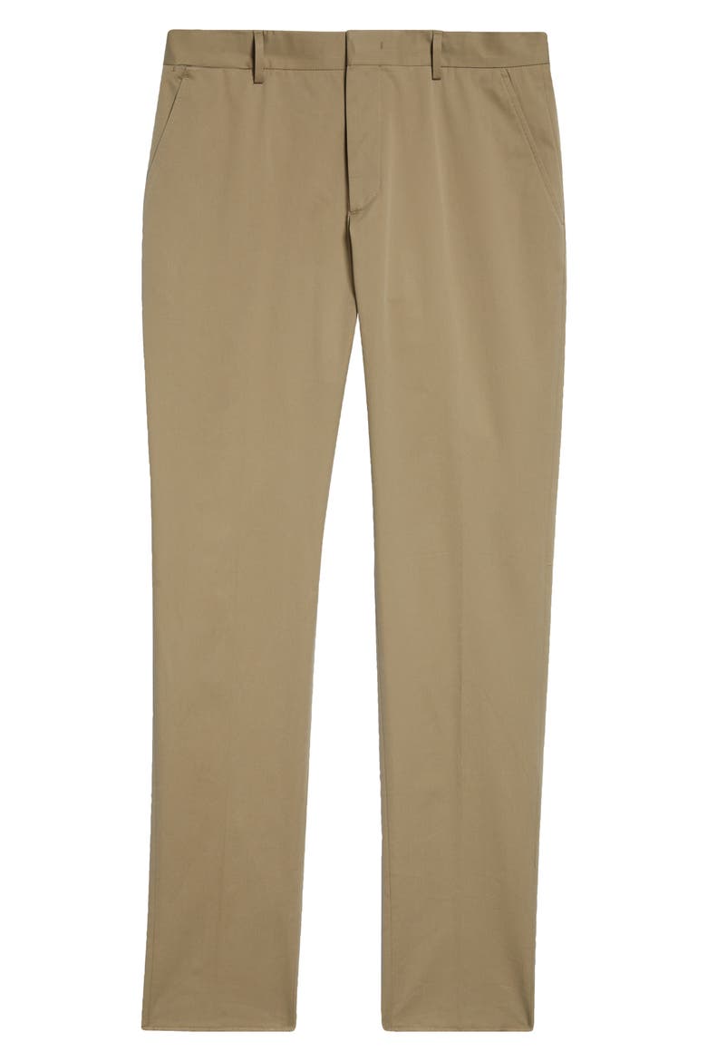 Flat Front Stretch Cotton Gabardine Trousers, Alternate, color, KHAKI
