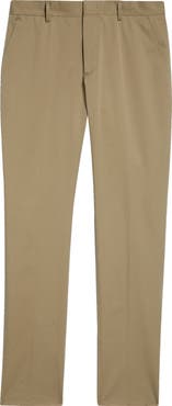 ZEGNA Flat Front Stretch Cotton Gabardine Trousers