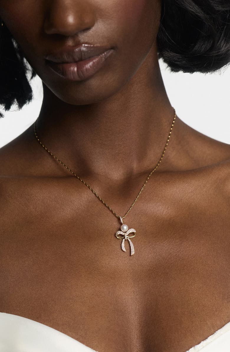 Nadri Eros Bow Choker Necklace, Alternate, color, Gold