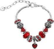 Donatello Gian Red Crystal Heart Charm Bracelet
