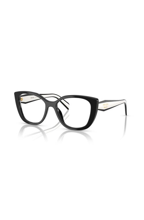 Prada 53mm Cat Eye Optical Glasses In Black