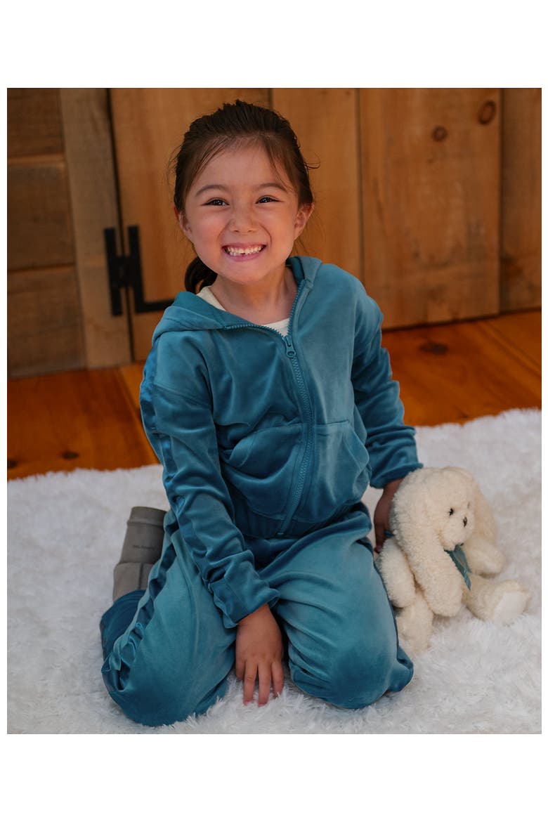 Girls Velour Zip Hoodie, Main, color, Harbor Blue