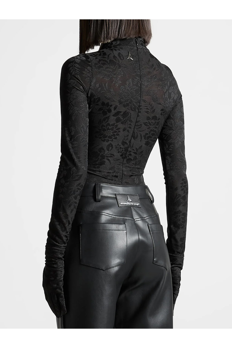 Ivy Jacquard Bodysuit with Gloves, Alternate, color, Black