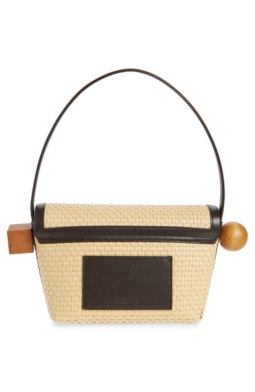 Jacquemus Le Rond Geometric Raffia Shoulder Bag In Natural/dark Brown 1ff