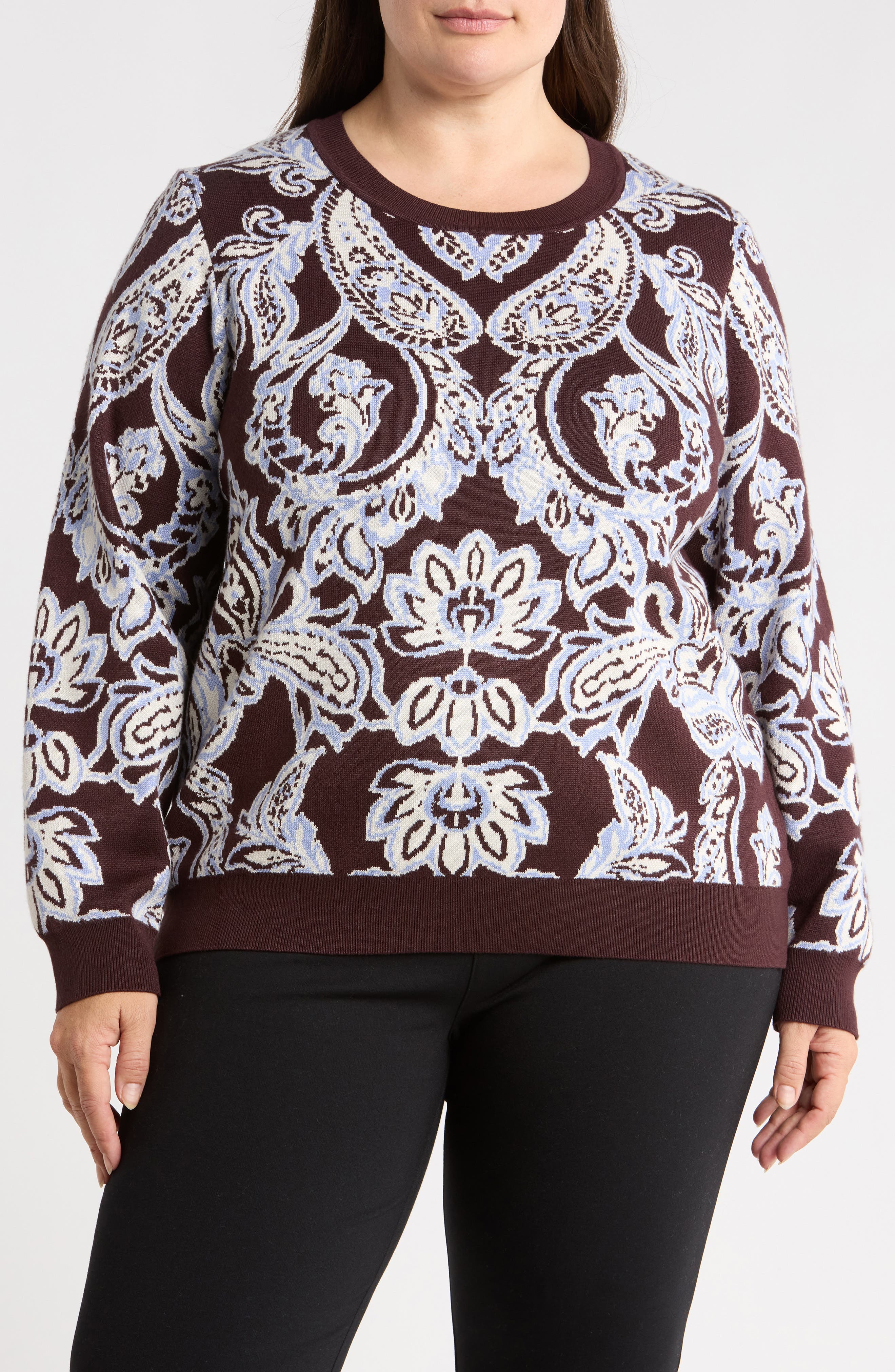 Paisley Jacquard Crewneck Sweater
