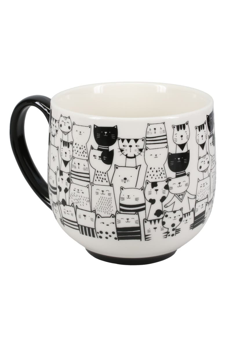 BIA Cordon Bleu Cat Café Set of 4 Porcelain Mugs, Alternate, color, Black/ White