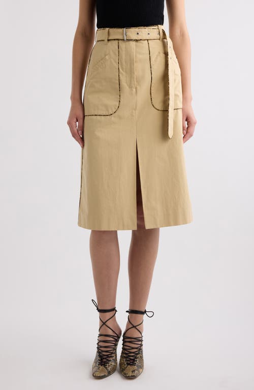 Dries Van Noten Belted Cotton Poplin Skirt In Beige