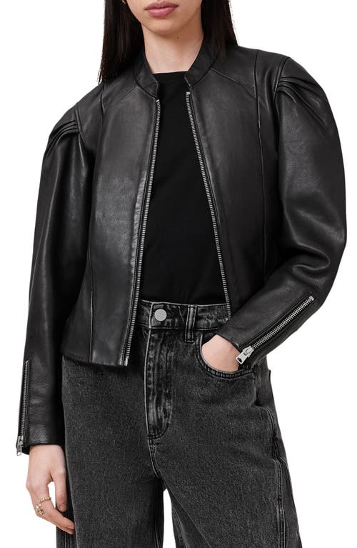 Allsaints Rayna Leather Biker Jacket In Black