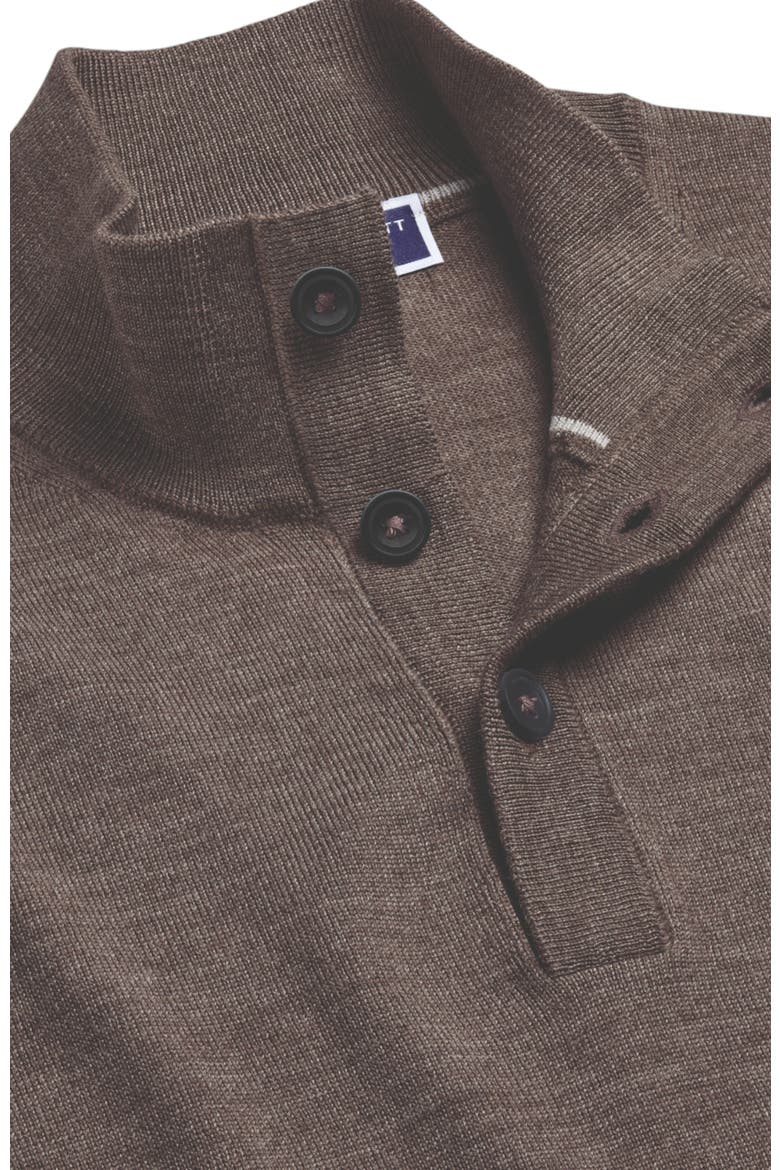 Pure Merino Button Neck Sweater, Alternate, color, Mocha