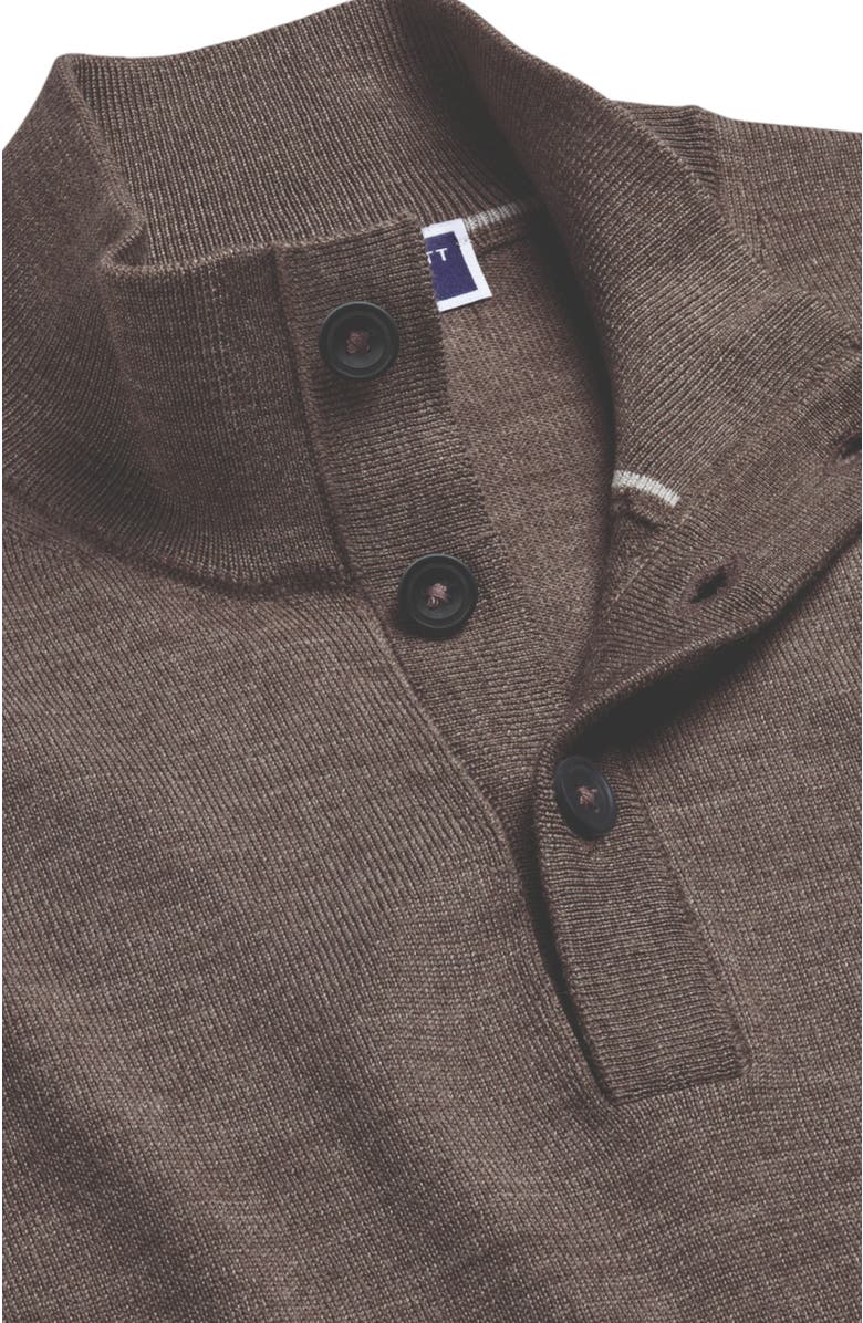 Charles Tyrwhitt Pure Merino Button Neck Sweater, Alternate, color, Mocha