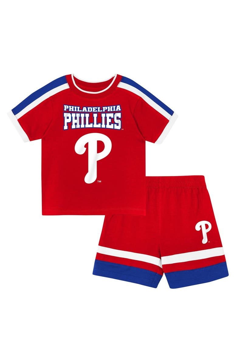 Outerstuff Preschool Outerstuff Red Philadelphia Phillies Ground Ball T-Shirt & Shorts Set, Main, color, Red