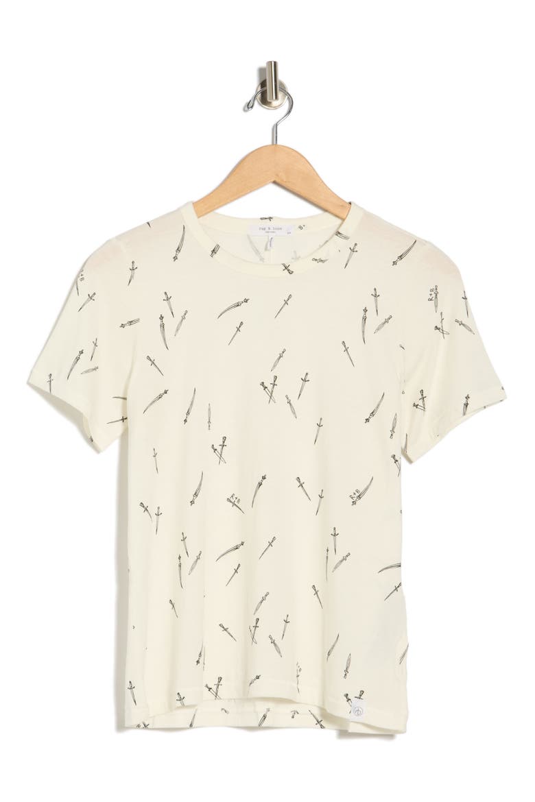 Dagger Print Cotton Blend T-Shirt, Alternate, color, WHITE MULTI